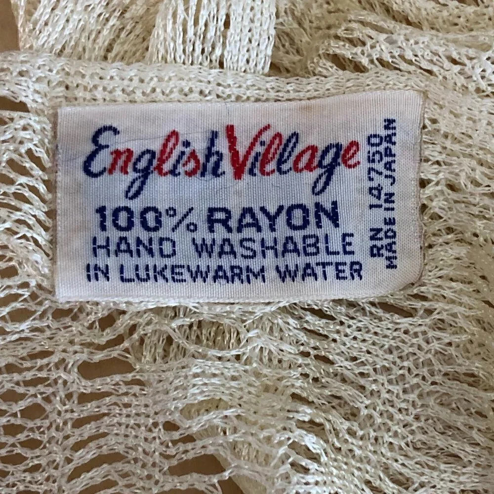 Vintage English Village Crocheted Scarf - Gypsy Fairy Coastal Cowgirl